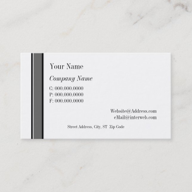 Tarjetas de Personalizado Black Gray Stripes (Anverso)