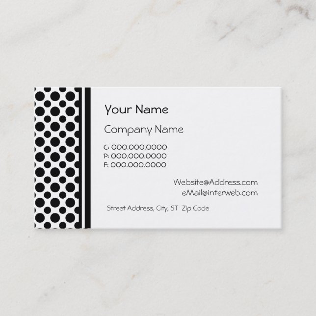 Tarjetas de Personalizado de  Black Polka Dots (Anverso)