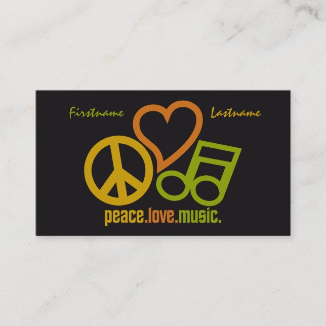 Tarjetas de personalizado de música Peace Love (Anverso)