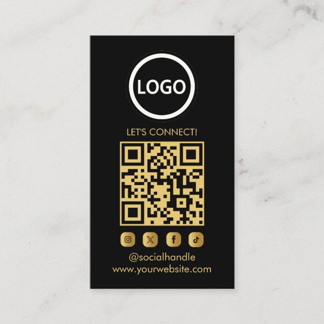 Tarjetas de Personalizado de oro modernas, QR de m (Anverso)