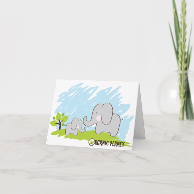 Tarjetas de Personalizado elefante orgánico de pla (Anverso)