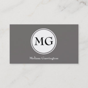 Tarjetas de Personalizado Gris Simple Circle Monog