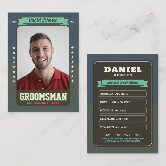 Tarjetas de personalizado Groomsman Trading, el me (Anverso / Reverso)