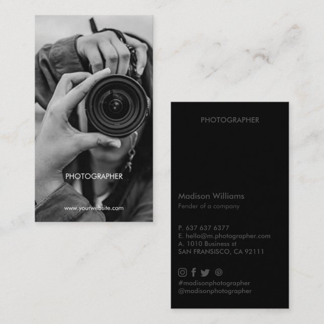 Tarjetas de personalizado para empresas fotográfic (Anverso / Reverso)