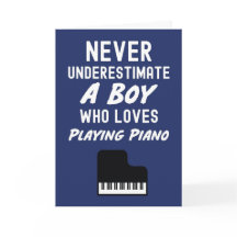 Tarjetas de Pianista Azules Marinos Lindas para Ni