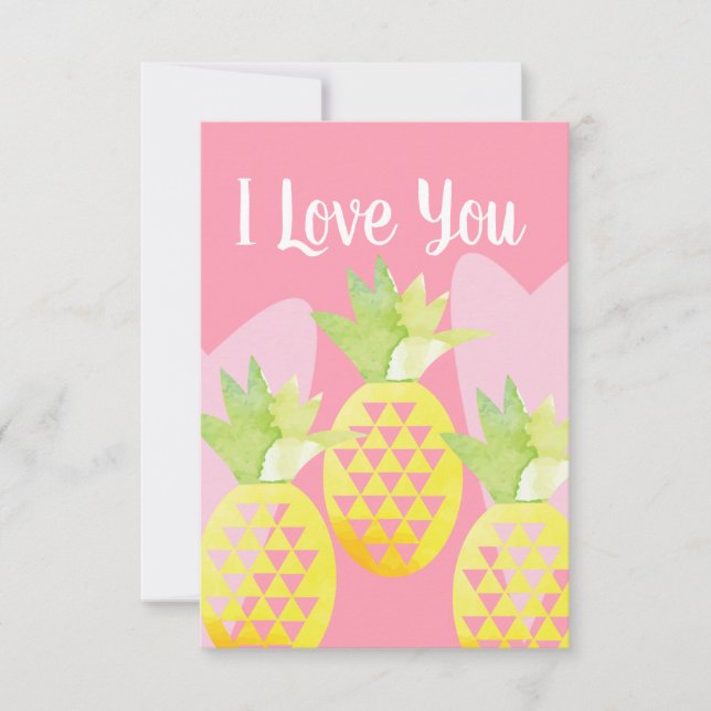 Tarjetas de Piñas Acuarela Te Amo (Anverso)