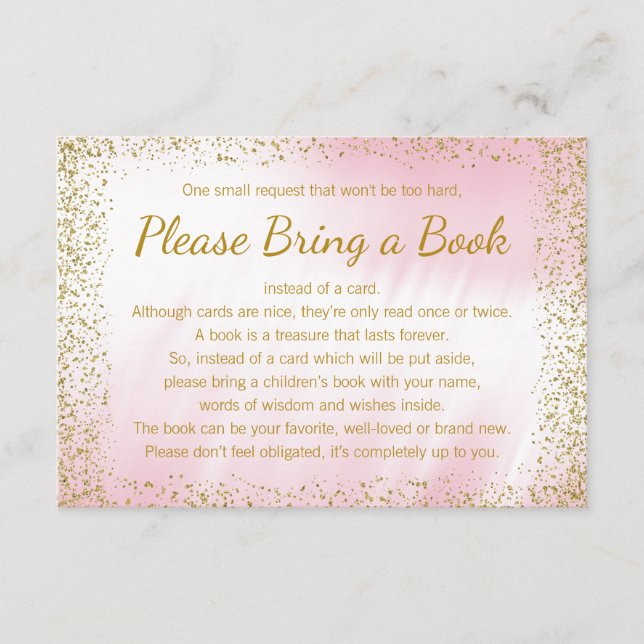 Tarjetas de Pink y Gold Bring a Book (Anverso)