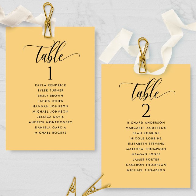 Tarjetas de Plan de Asientos Amarillas con Nombres (Subido por el creador)