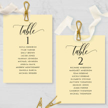 Tarjetas de Plan de Asientos Amarillo Polvoriento