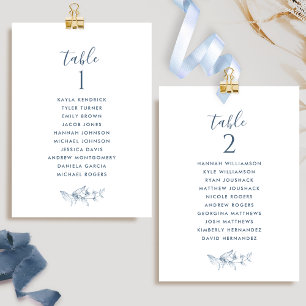 Tarjetas de Plan de Asientos Azul Elegante con Nom