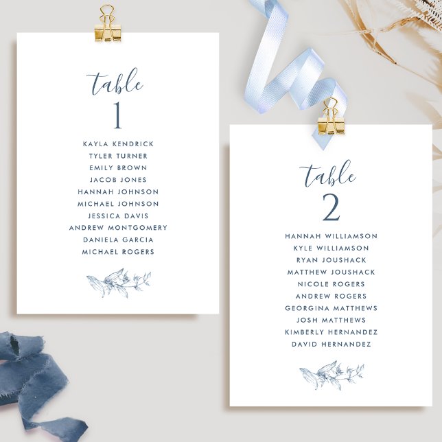 Tarjetas de Plan de Asientos Azul Elegante con Nom (Subido por el creador)