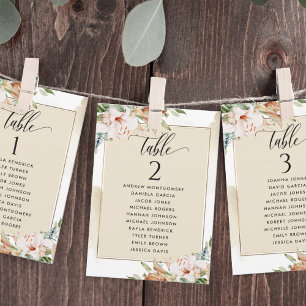 Tarjetas de Plan de Asientos Beige y Rosa con Nomb