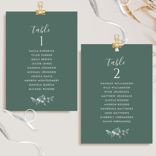 Tarjetas de Plan de Asientos Chic Deep Green con N (Subido por el creador)