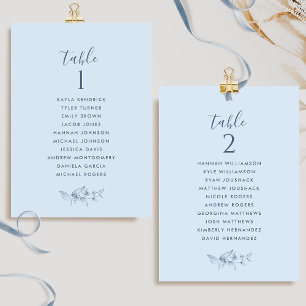 Tarjetas de Plan de Asientos Chic Dusty Blue con N