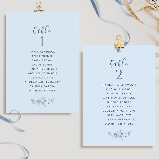 Tarjetas de Plan de Asientos Chic Dusty Blue con N (Subido por el creador)
