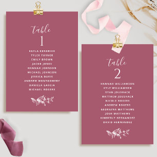 Tarjetas de plan de asientos de color burgundy ele