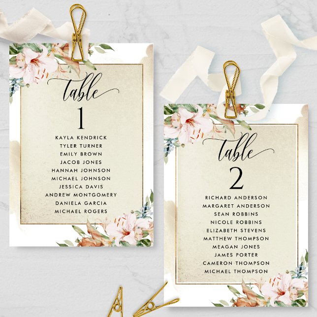 Tarjetas de Plan de Asientos Doradas y Rosadas con (Subido por el creador)