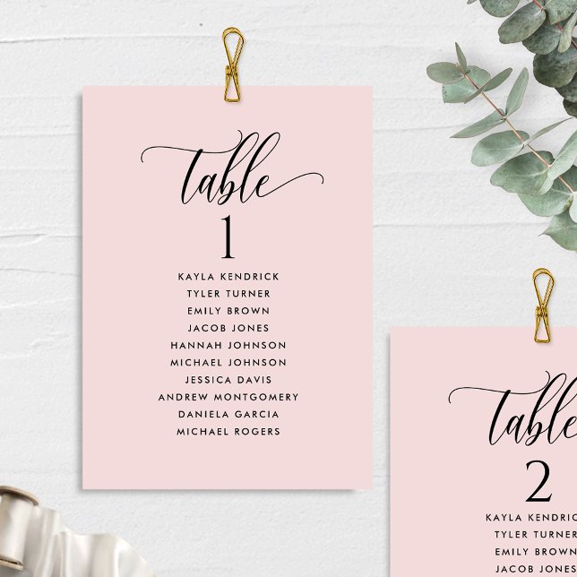 Tarjetas de Plan de Asientos Dusty Rose con Nombre (Subido por el creador)