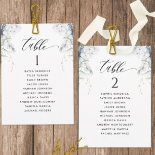 Tarjetas de Plan de Asientos Florales Azul Blanco 