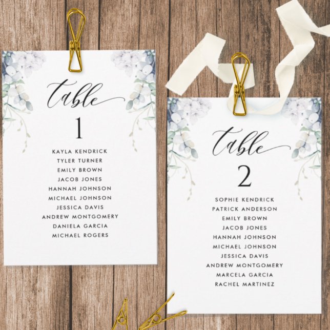 Tarjetas de Plan de Asientos Florales Azul Blanco  (Subido por el creador)