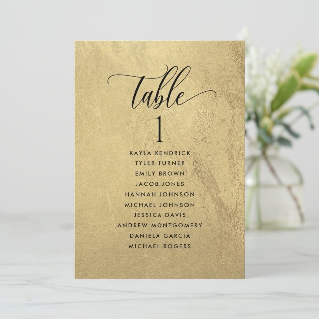 Tarjetas de plan de asientos Gold y Black con nomb (Anverso de pie)
