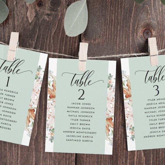 Tarjetas de Plan de Asientos Green Blooms con Nomb (Subido por el creador)