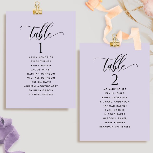 Tarjetas de Plan de Asientos Lavanda Chic con Nomb (Subido por el creador)