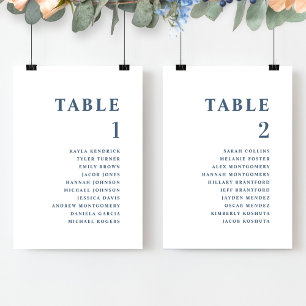 Tarjetas de plan de asientos minimalistas azules c