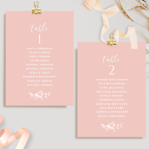 Tarjetas de Plan de Asientos Rosa Chic con Nombres