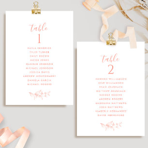 Tarjetas de Plan de Asientos Rosa Rubor Melocotón