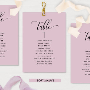 Tarjetas de Plan de Asientos Suave Malva con Nombr