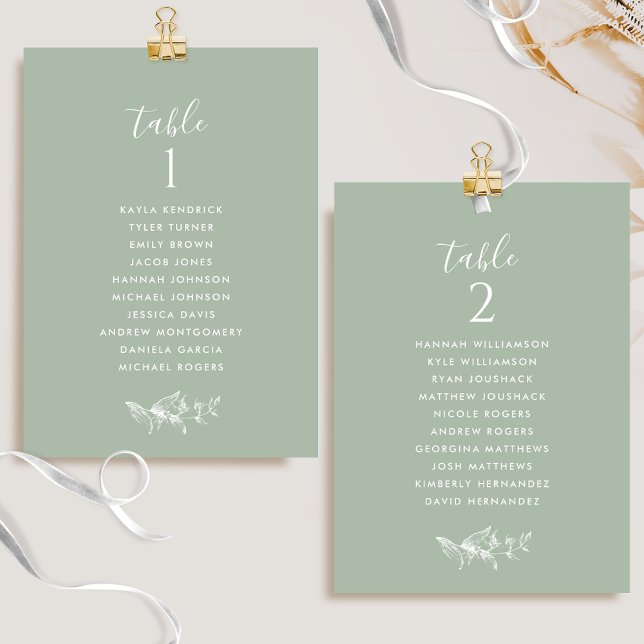 Tarjetas de Plan de Asientos Verde Pálido Chic con (Subido por el creador)