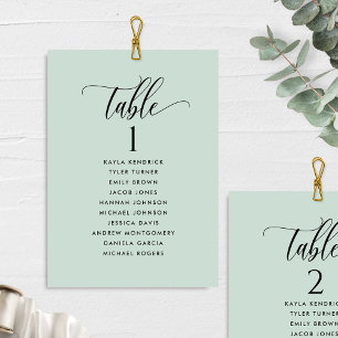 Tarjetas de Plan de Asientos Verde Salvia con Nomb