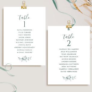 Tarjetas de Plan de Asientos Verdes Elegantes con
