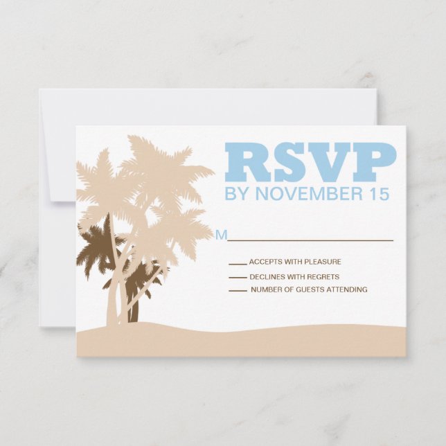 Tarjetas de plantilla RSVP para palmeras de bodas  (Anverso)