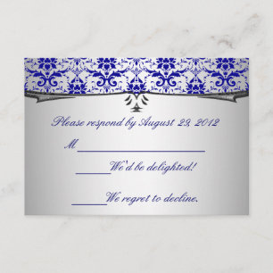 Tarjetas de plata azules adornadas de RSVP del
