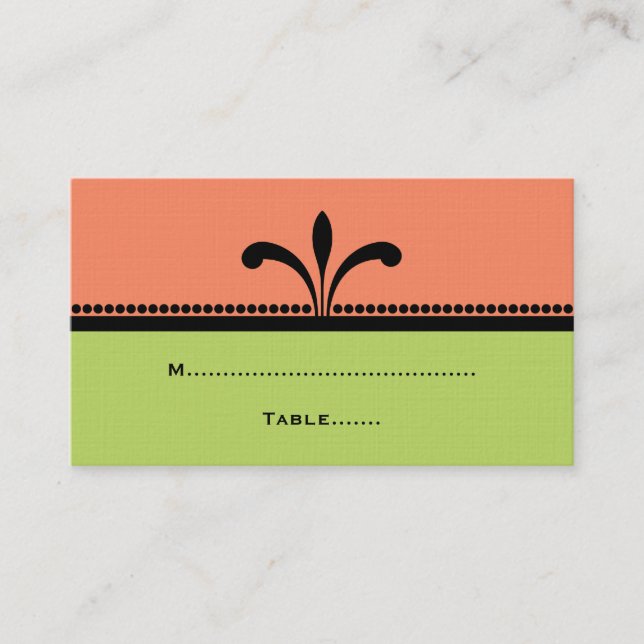 Tarjetas de plaza Art Déco naranja/Green Fancy (Anverso)