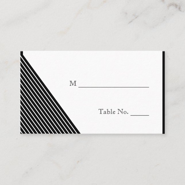 Tarjetas de plaza Boda Art Deco Black Stripe White (Anverso)