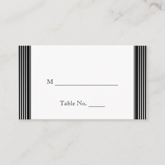 Tarjetas de plaza Boda Art Deco Black Stripe White (Anverso)