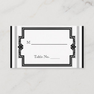 Tarjetas de plaza Boda Art Deco de plata blanca ne