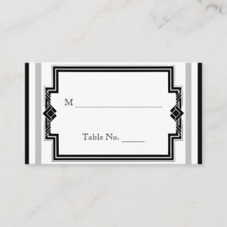 Tarjetas de plaza Boda Art Deco de plata blanca ne
