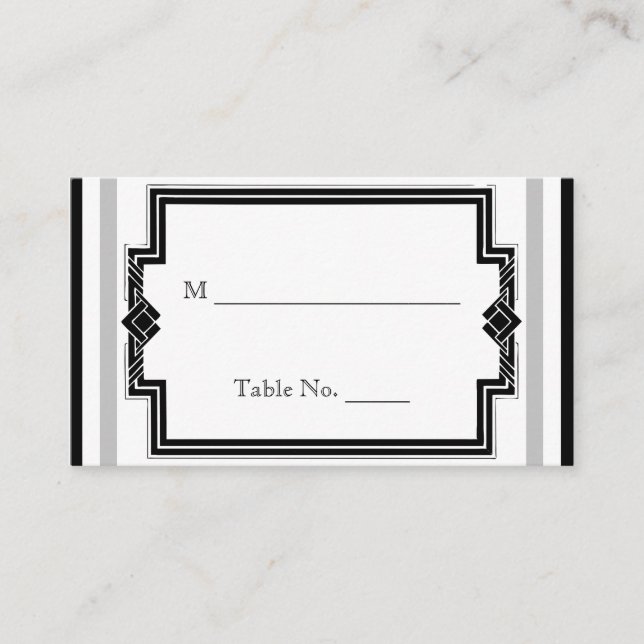 Tarjetas de plaza Boda Art Deco de plata blanca ne (Anverso)