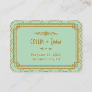Tarjetas de plaza Boda Art Deco Mint