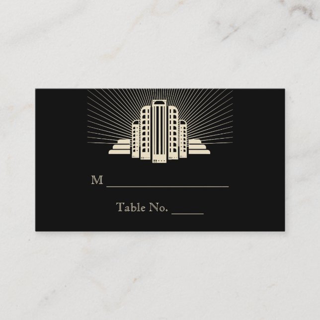 Tarjetas de plaza Boda Art Deco Tower Ray (Anverso)