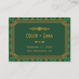 Tarjetas de plaza Boda Art Deco Verde