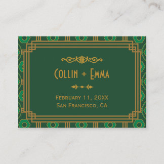 Tarjetas de plaza Boda Art Deco Verde