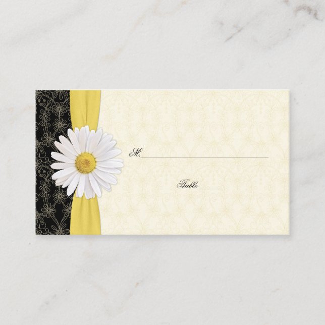 Tarjetas de plaza Boda Black Ivory Gold White Dais (Anverso)