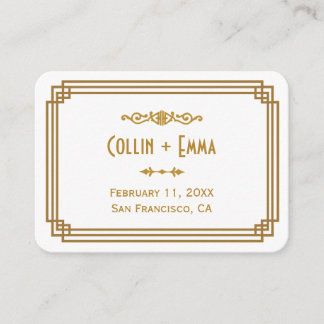 Tarjetas de plaza Boda blanca Art Deco