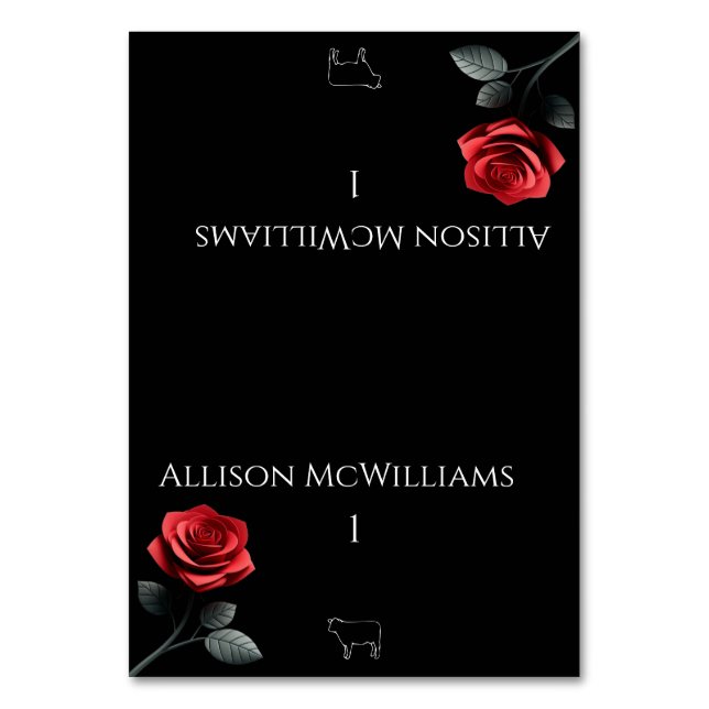 Tarjetas de plaza boda-Carne de rosa roja única (Anverso)