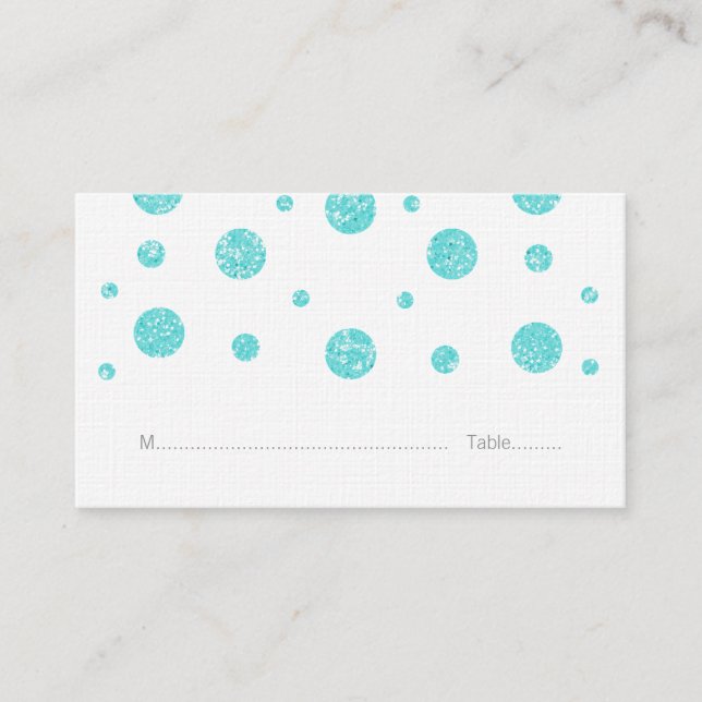 Tarjetas de plaza Boda Confetti Purpurina Turquesa (Anverso)